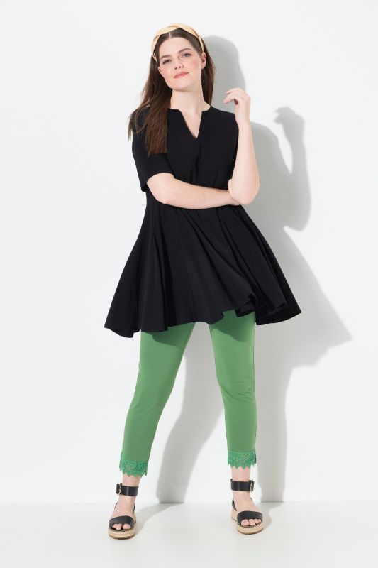 Eco Cotton Short Sleeve Godet Pleated Knit Tunic