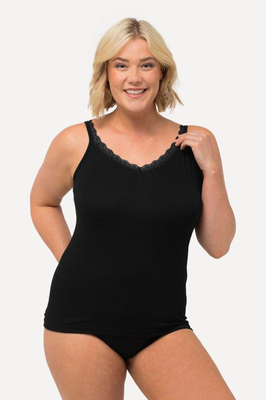 Lace Trim Stretch Knit Cami
