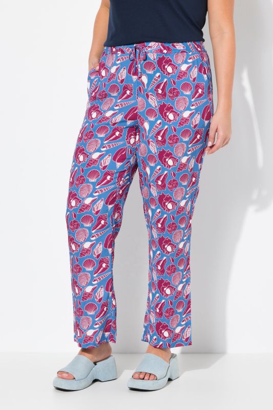 Seashell Print Elastic Waist Pants
