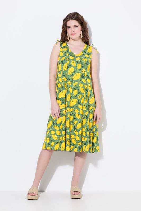 Eco Cotton Lemon Print Midi Dress