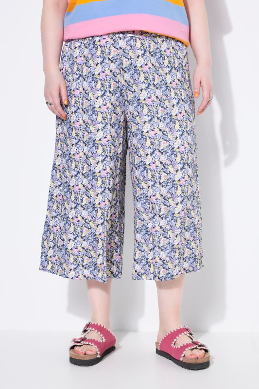 Floral Print Comfort Waist Culottes