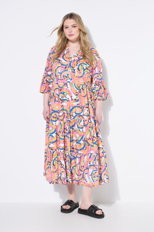 Banana Print Flounce Panel Dress