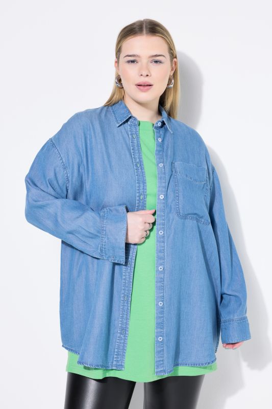 Oversized Long Sleeve Denim Blouse