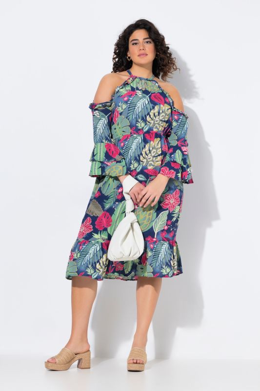 Printed Cold Shoulder Dress