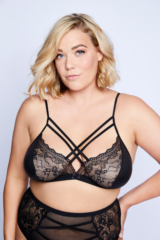 Faux Leather And Lace Bralette