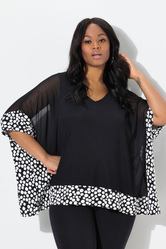 Polka Dot Trim Layered Chiffon Blouse