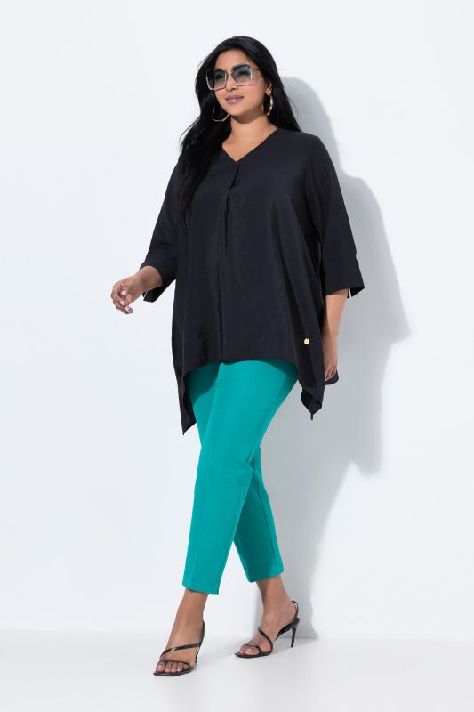 Oversized Pointed Hem 3/4 Sleeve Blouse