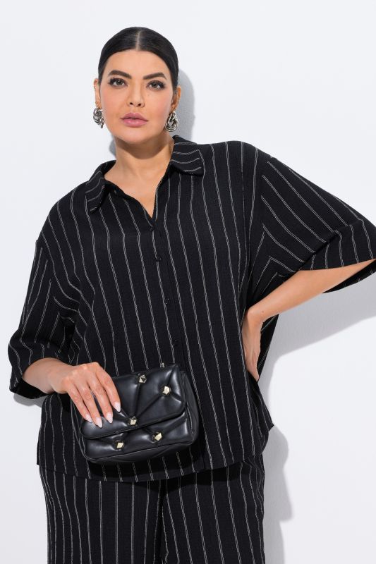 Striped Short Sleeve Jersey Blouse