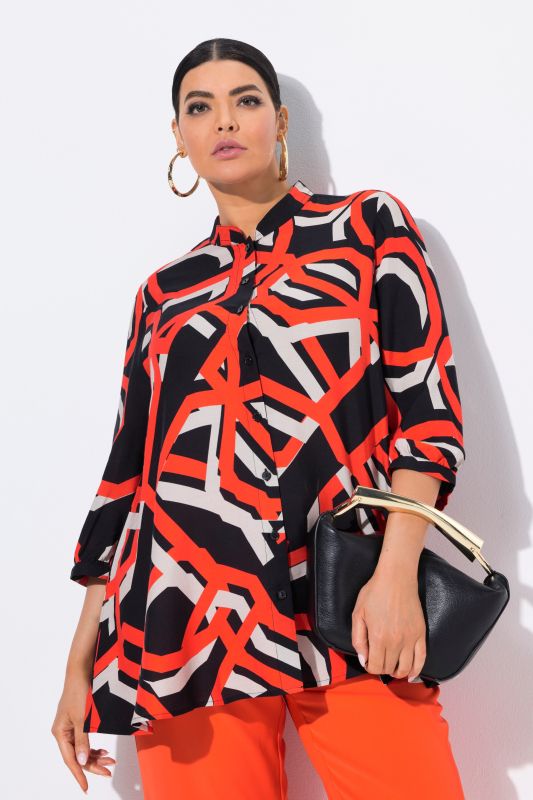 Geometric Print 3/4 Sleeve Blouse