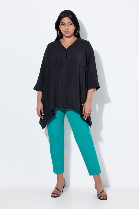 Oversized Pointed Hem 3/4 Sleeve Blouse