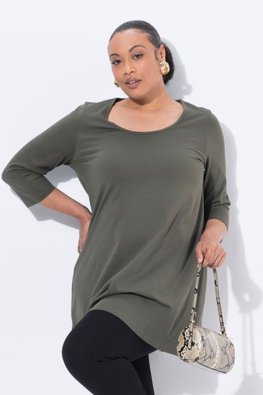 Classic A-Line 3/4 Sleeve Round Neck Knit Tunic