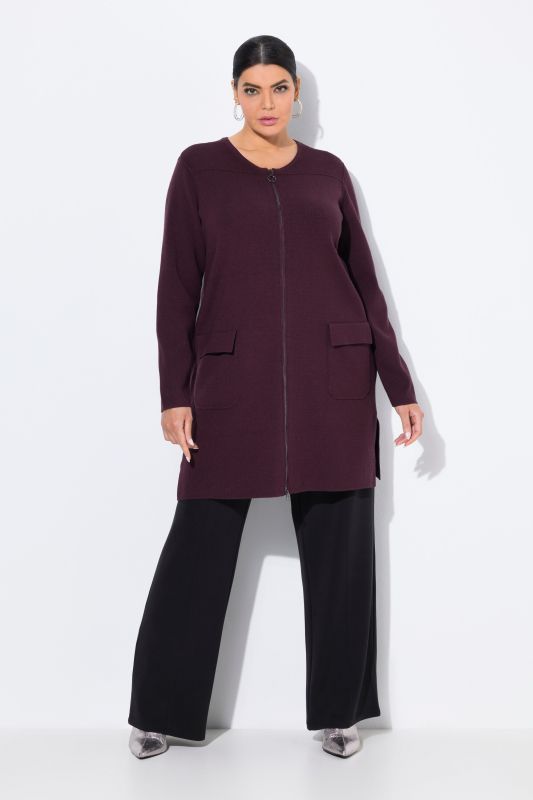 Ribbed Longline Zip-Up Cardigan