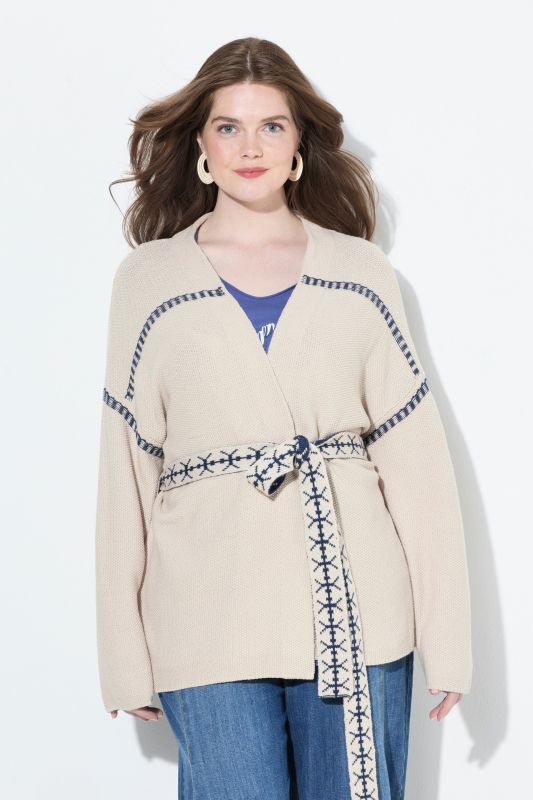 Textured Tie Belt Cardigan