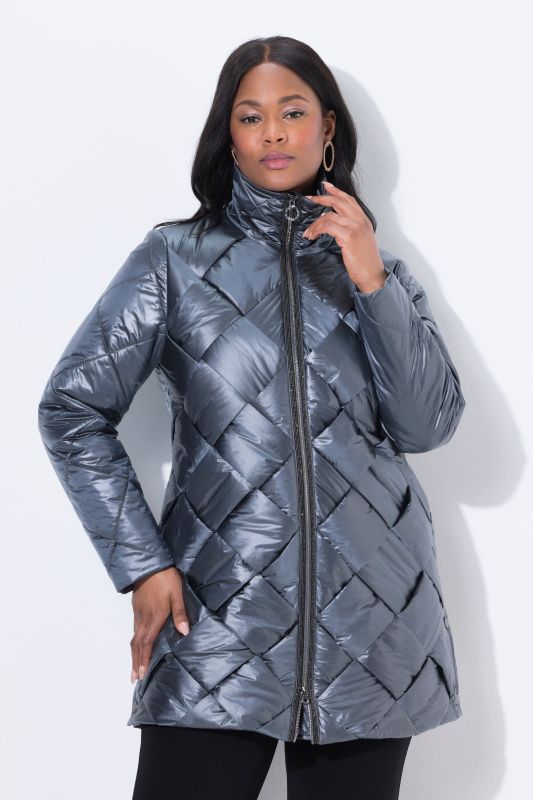 Quilted Woven-Look Coat