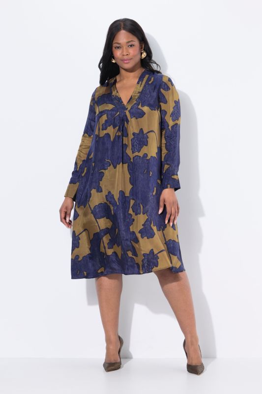 Floral Long Sleeve Cupro Dress