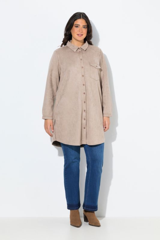 Faux Suede Longline Jacket