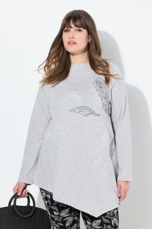 Eco Cotton Leaf Embroidered Knit Tunic