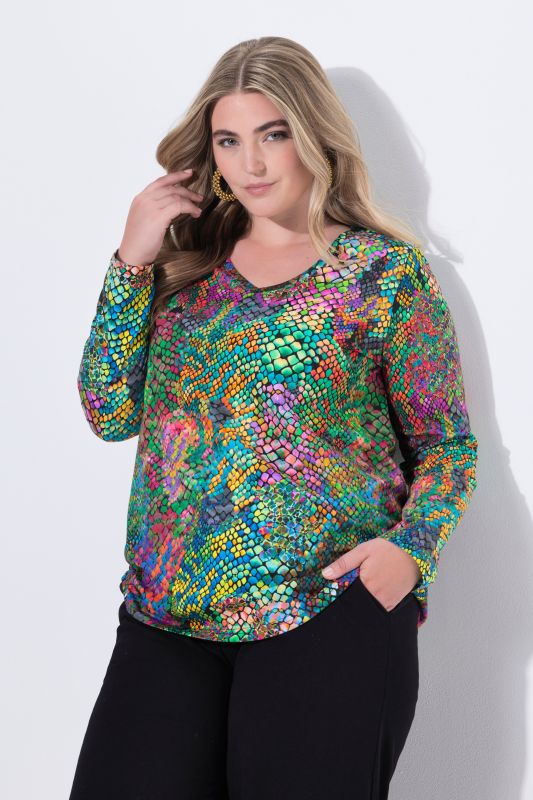 Rainbow Snake Print Long Sleeve Tee