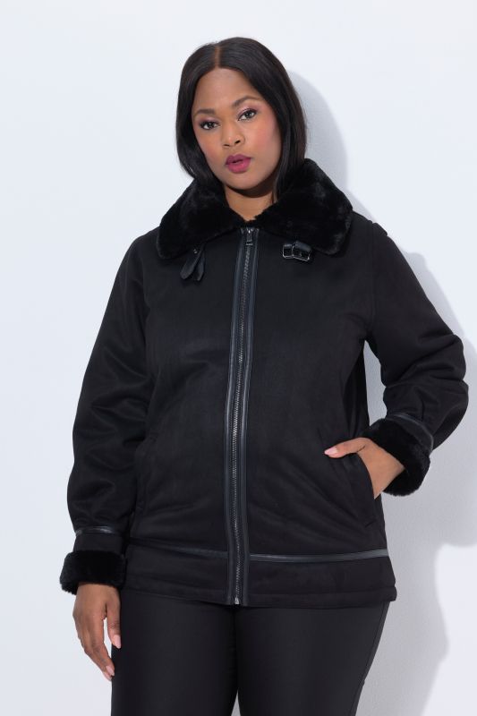 Яке от изкуствена агнешка кожа