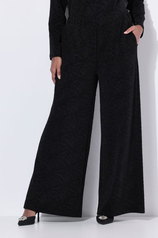 Wide Leg Elastic Waist Glitter Pants