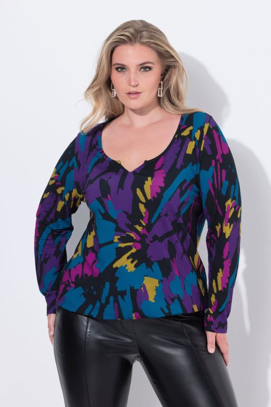 Abstract Floral Notch Neck Tee