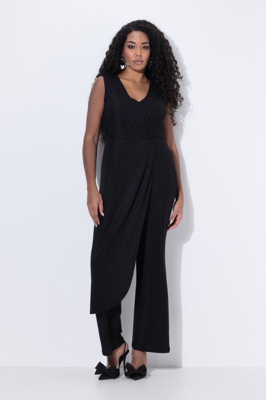 Draped Sleeveless Glitter Jumpsuit