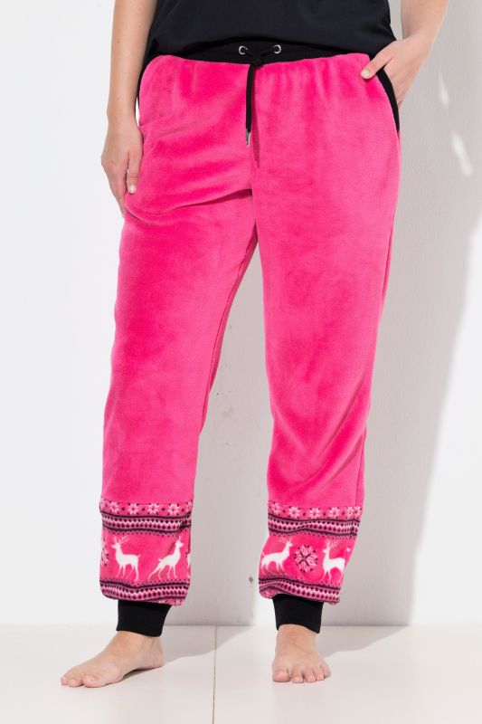 Nordic Stripe Print Elastic Waist Plush Lounge Pants