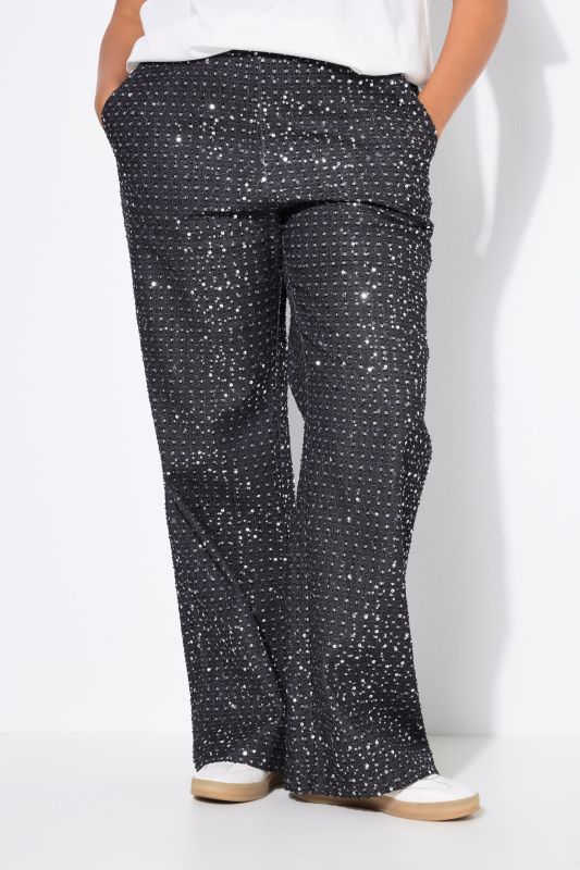 Sequined Denim Elastic Waist Jeans