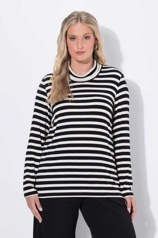 Striped Long Sleeve Turtleneck Tee