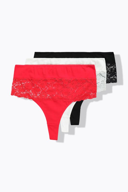 3 Pack of Thongs - Lace Panel