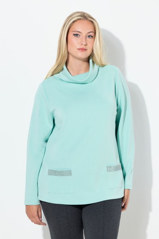 Cowl Neck Beaded Sweatshirt