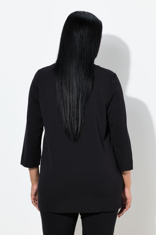 Split Neckline 3/4 Sleeve Tee