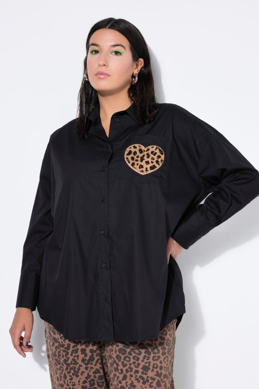 Love Graphic Button Down Longline Blouse
