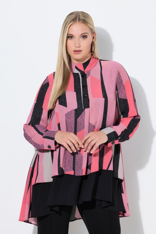 Graphic Print Layered Tunic Blouse