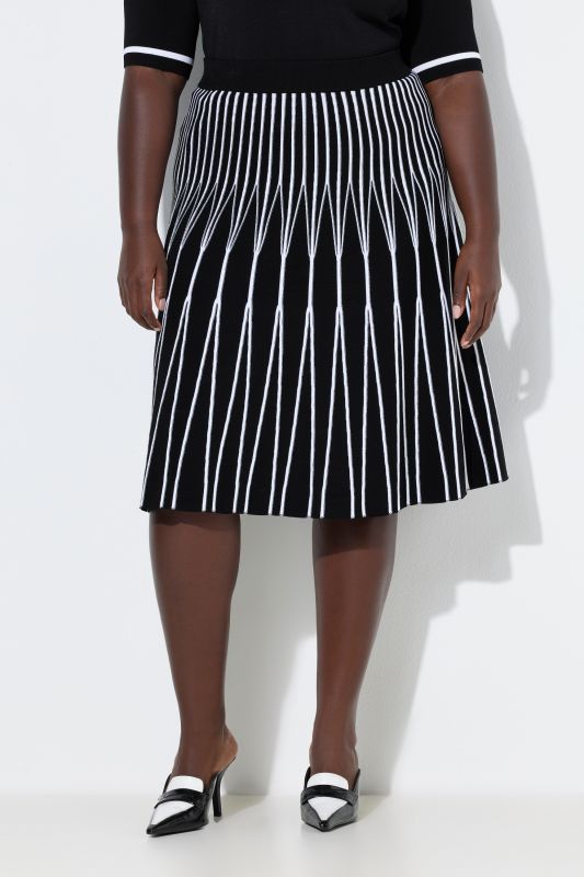 Pleated Contrast Color Knit Skirt