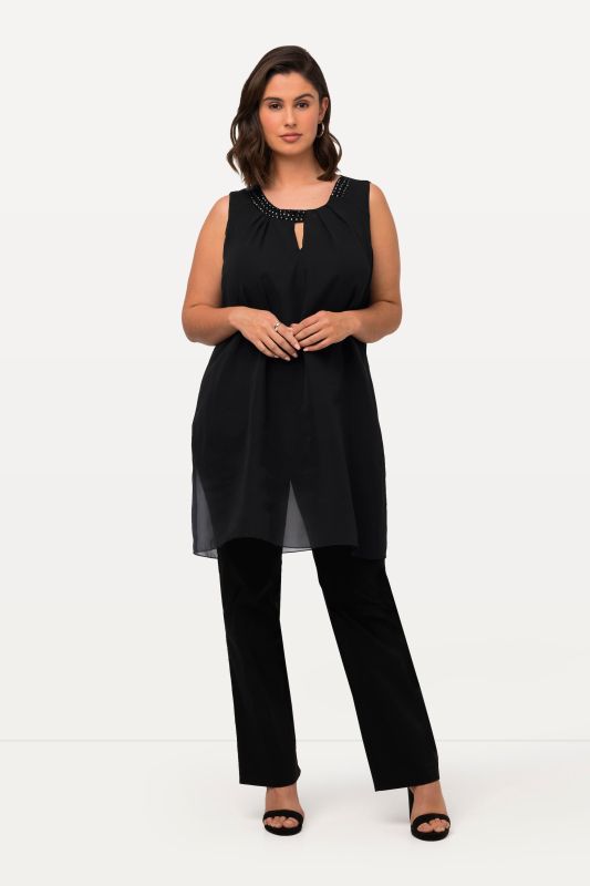 Beaded Neckline Sleeveless Tunic