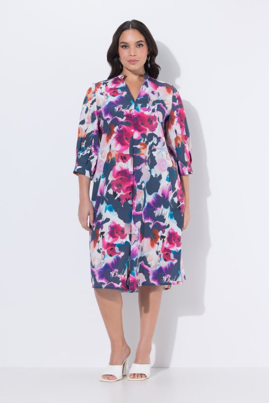 Floral Splash 3/4 Sleeve Lyocell Dress