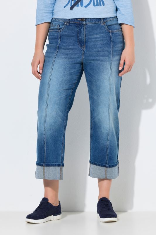 Decorative Seam Turn-Up Jeans