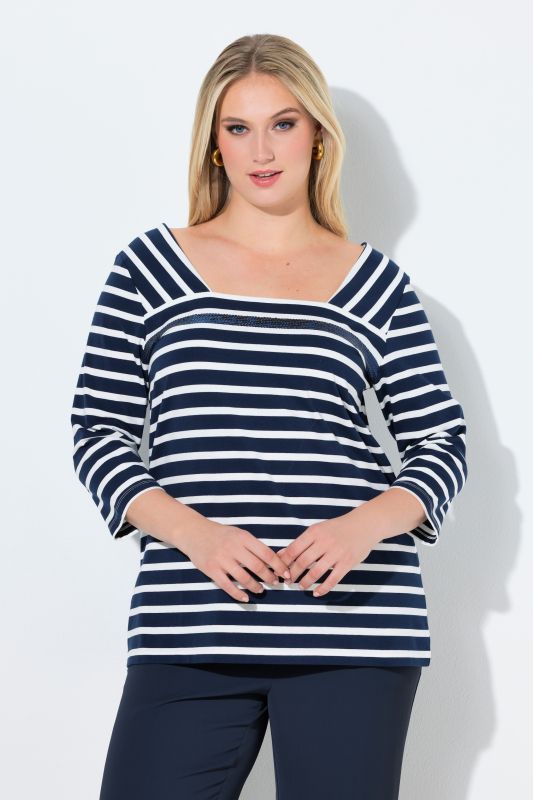 Mixed Stripe Sequined Tee