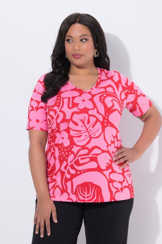 Тениска с принт на листа