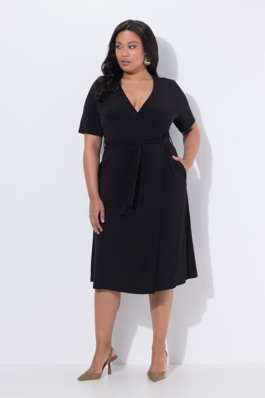 Matte Jersey A-Line Pocket Wrap Dress