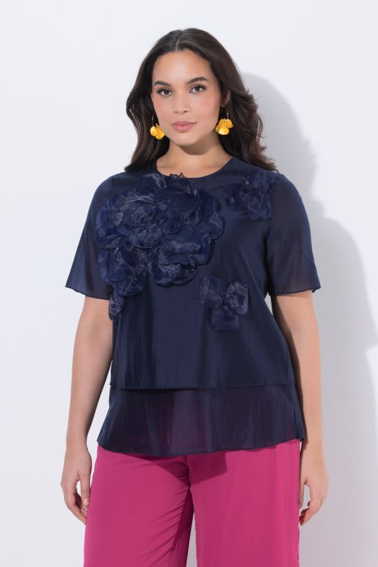 Floral Chiffon Applique Blouse
