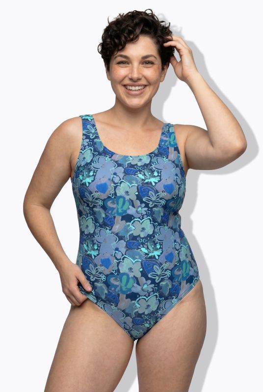 Бански с пастелен флорален принт