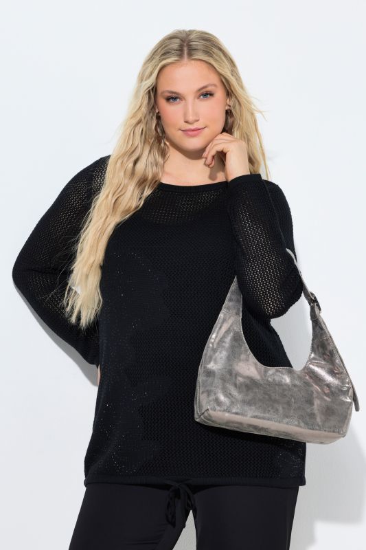 Пуловер с пайети и флорални мотиви