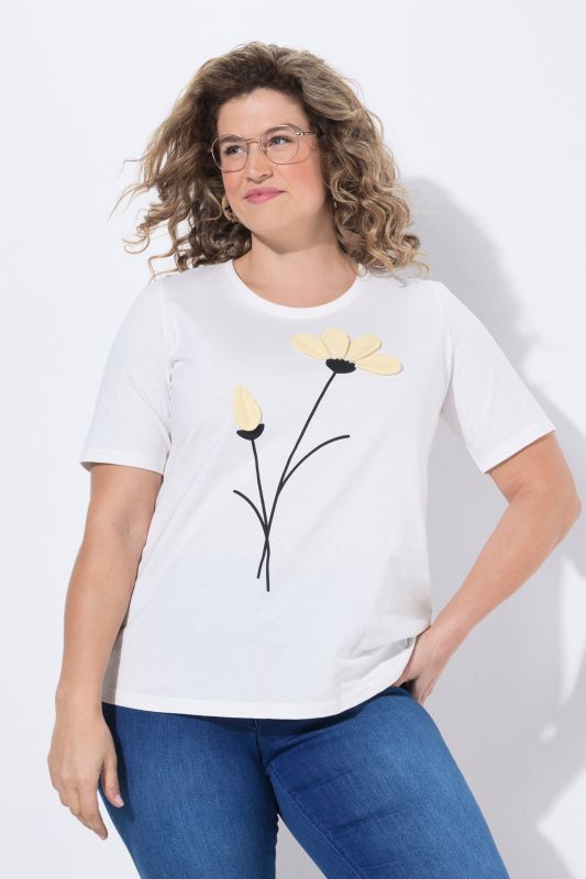 Eco Cotton Textured Flower Graphic Tee