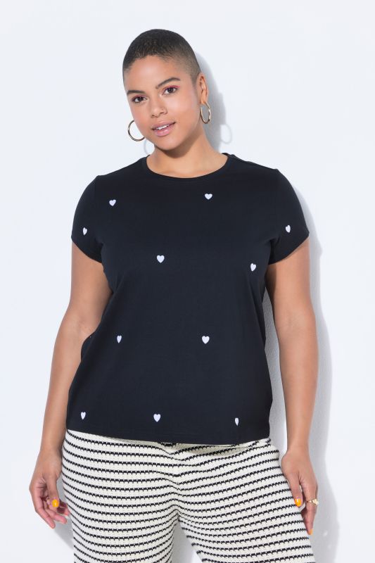 Heart Print Cap Sleeve Tee