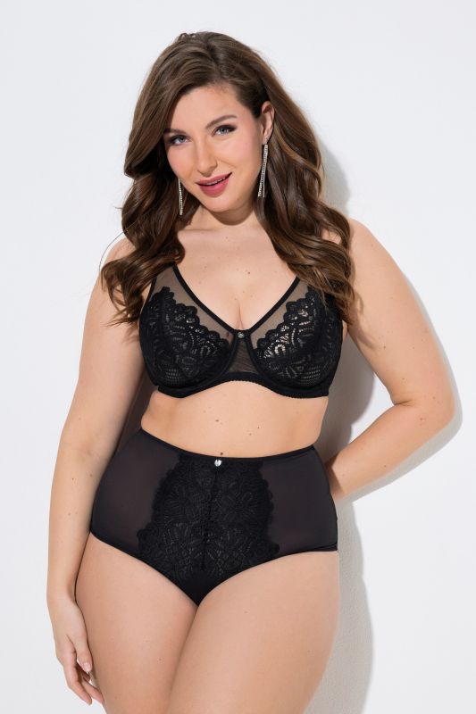 Бикини микрофибърни с дантела на цветя