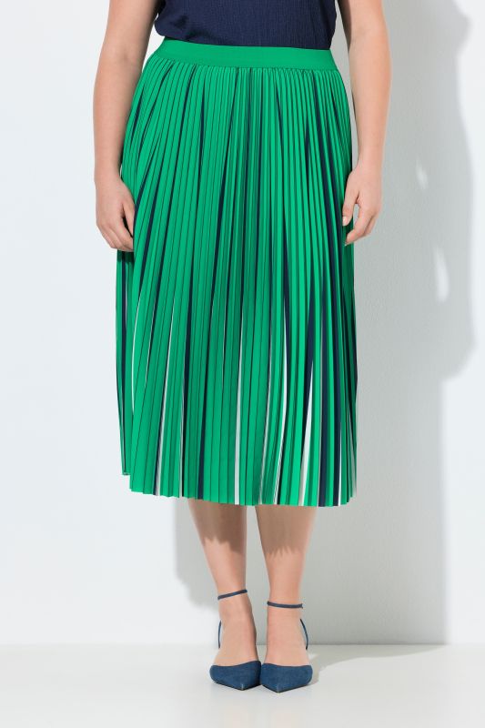 Pleated Color Pop Elastic Waist A-Line Skirt