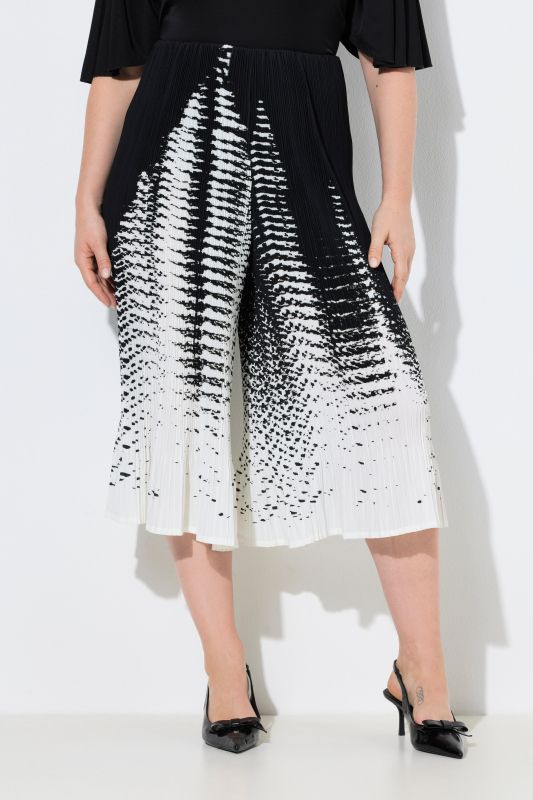 Allover Pleated Abstract Print Culottes