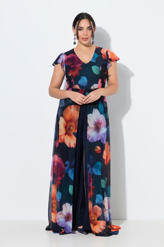 Blooming Flower Print Layered Jumpsuit